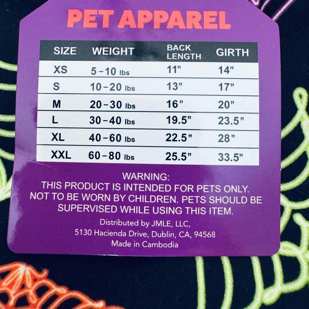 Halloween Spiderwebs Neon Print Dog Pet Fall Costume Dress XS - Picture 3 of 3